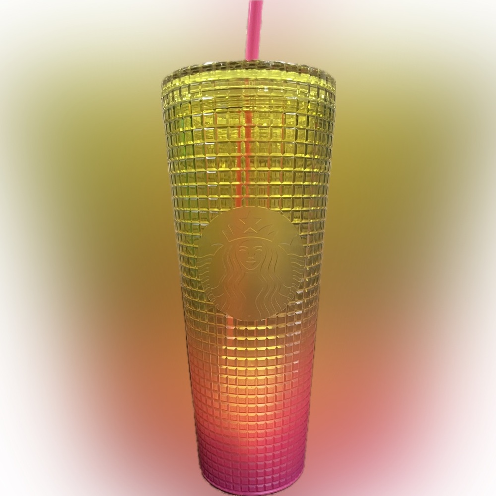 Starbucks Gradient Yellow and Pink Tumbler Summer 2022 Collection.